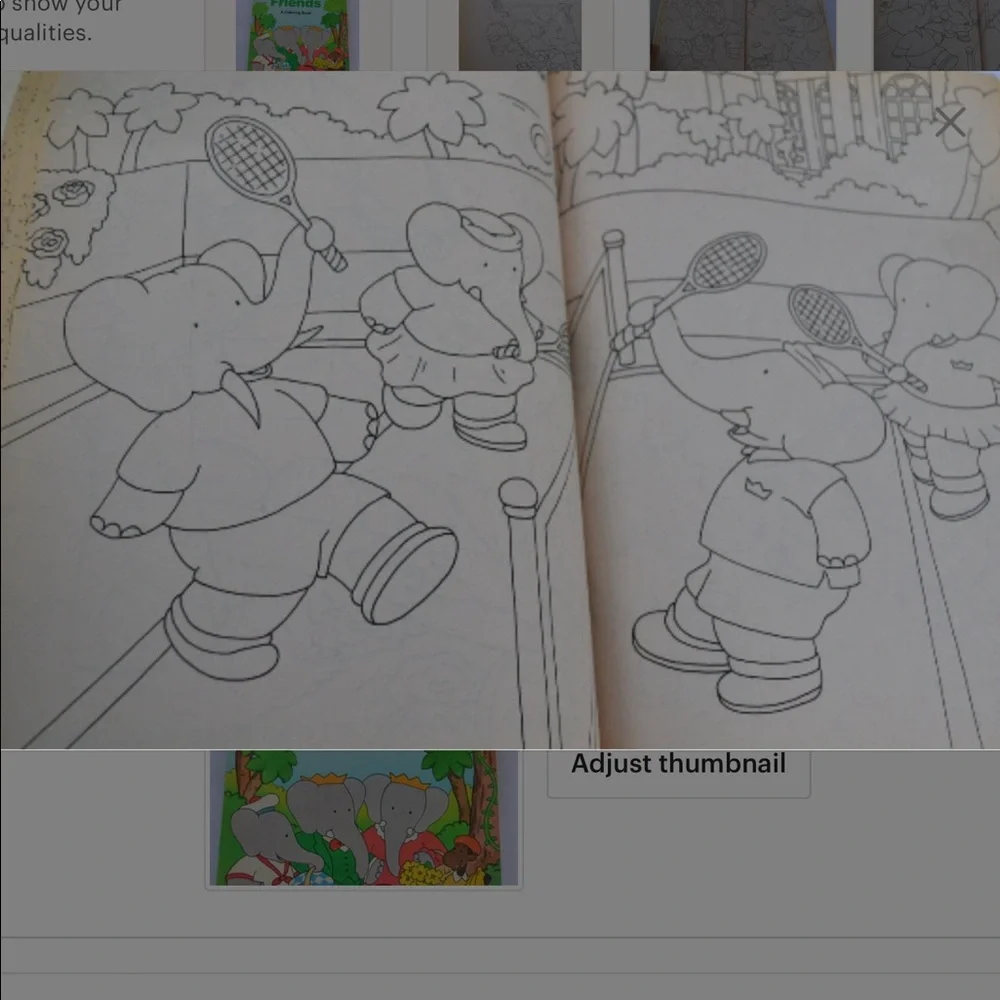 Babar and his friends jumbo size kids cute elephants coloring book 1989